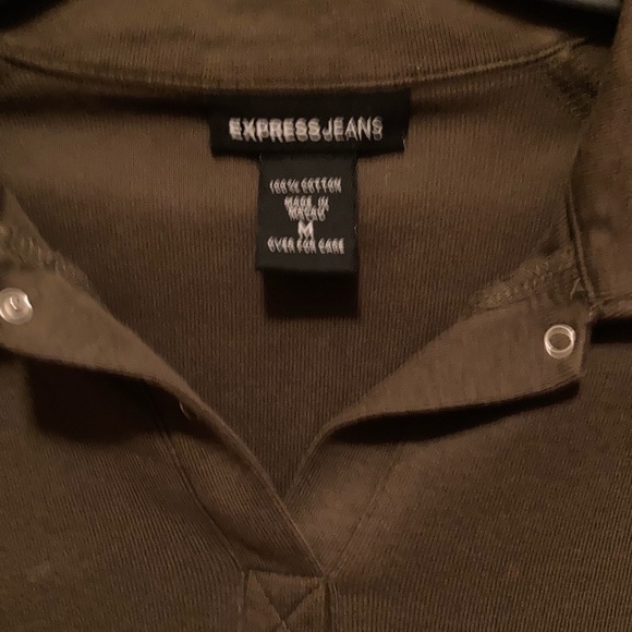 Vintage Xpress three-quarter sleeve olive top Size Medium Juniors - Picture 1 of 3